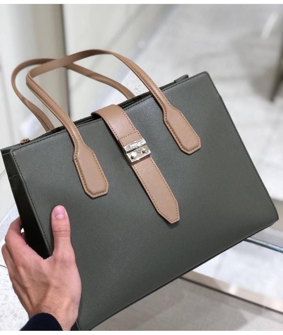 FURLA Черная кожаная сумка тоут, фото 4