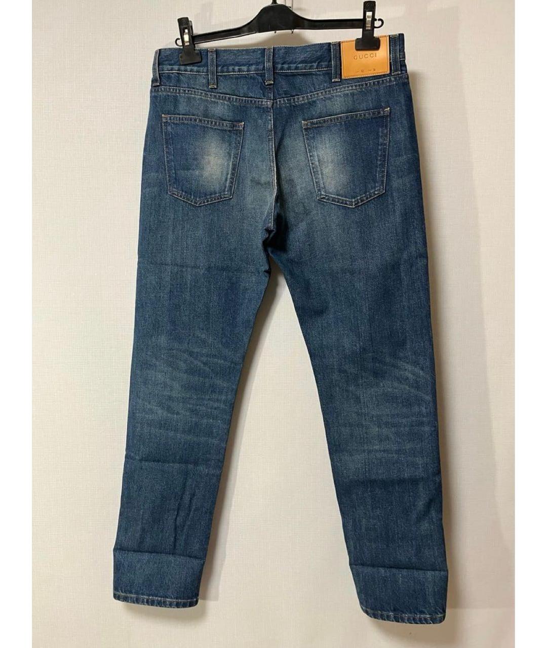GUCCI Темно-синие хлопковые прямые джинсы, фото 3