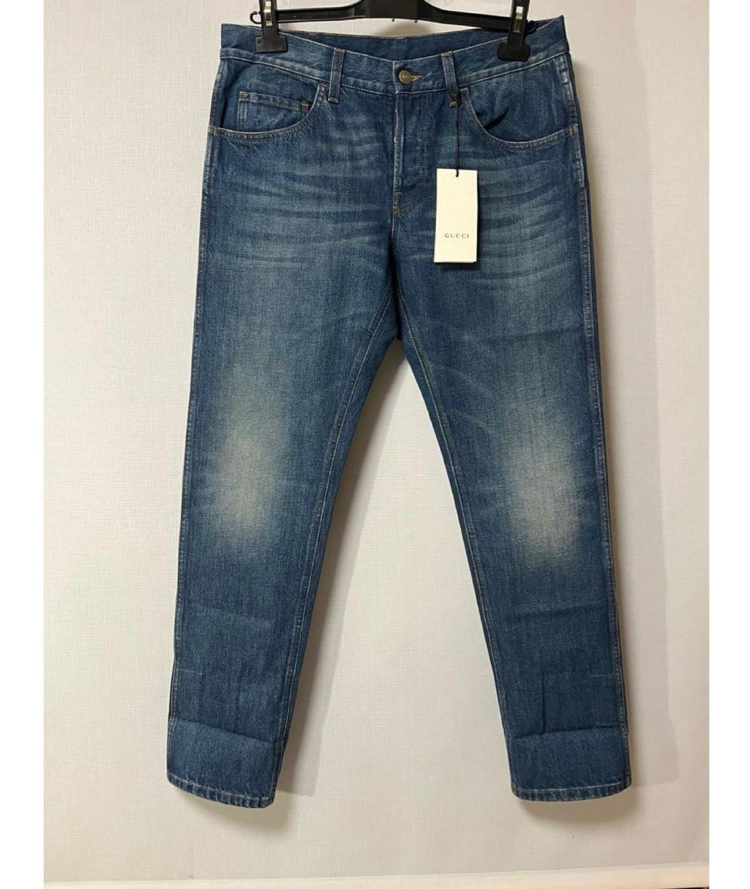 GUCCI Темно-синие хлопковые прямые джинсы, фото 4
