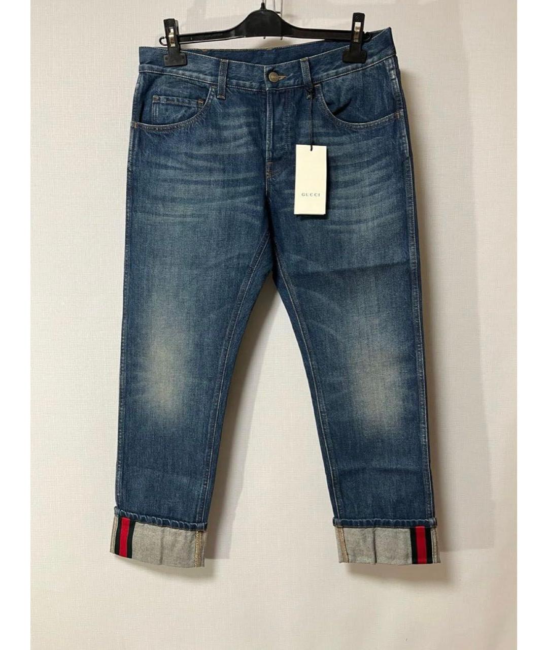 GUCCI Темно-синие хлопковые прямые джинсы, фото 2