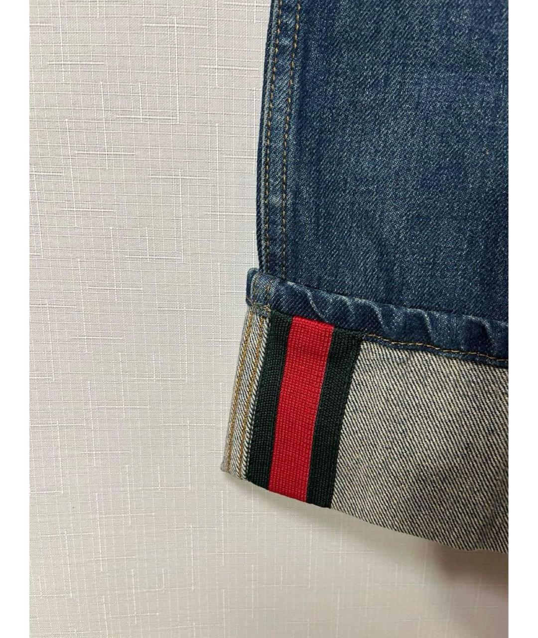 GUCCI Темно-синие хлопковые прямые джинсы, фото 7
