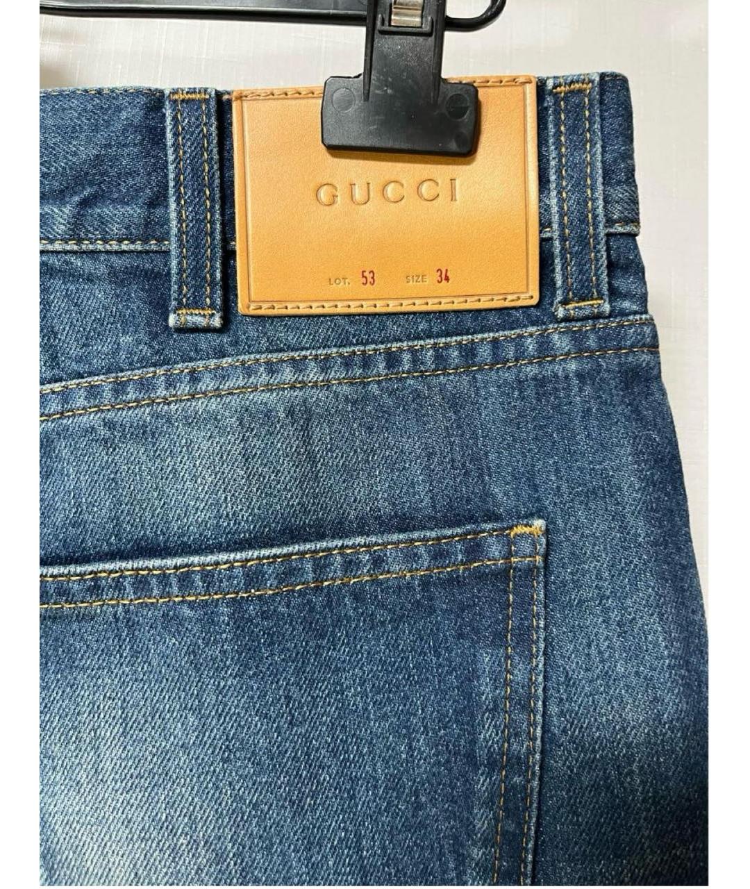GUCCI Темно-синие хлопковые прямые джинсы, фото 6