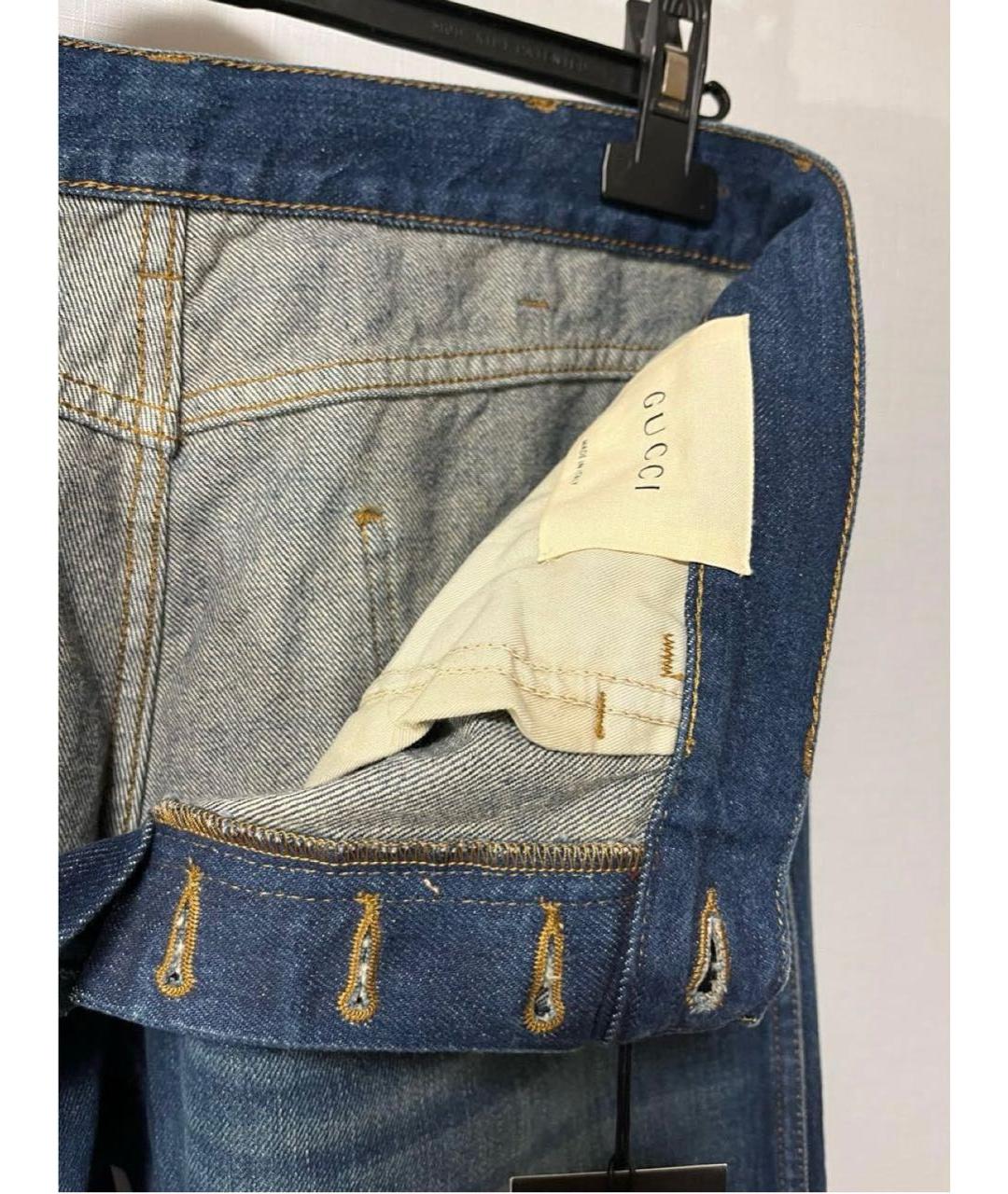 GUCCI Темно-синие хлопковые прямые джинсы, фото 5
