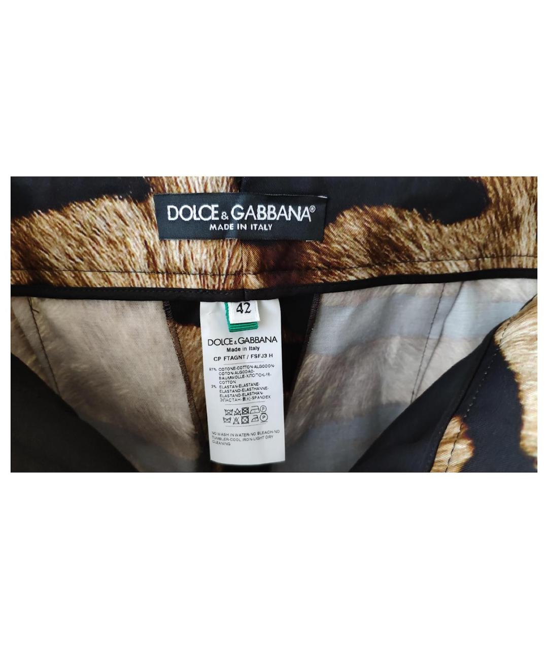 DOLCE&GABBANA Мульти хлопковые прямые брюки, фото 3