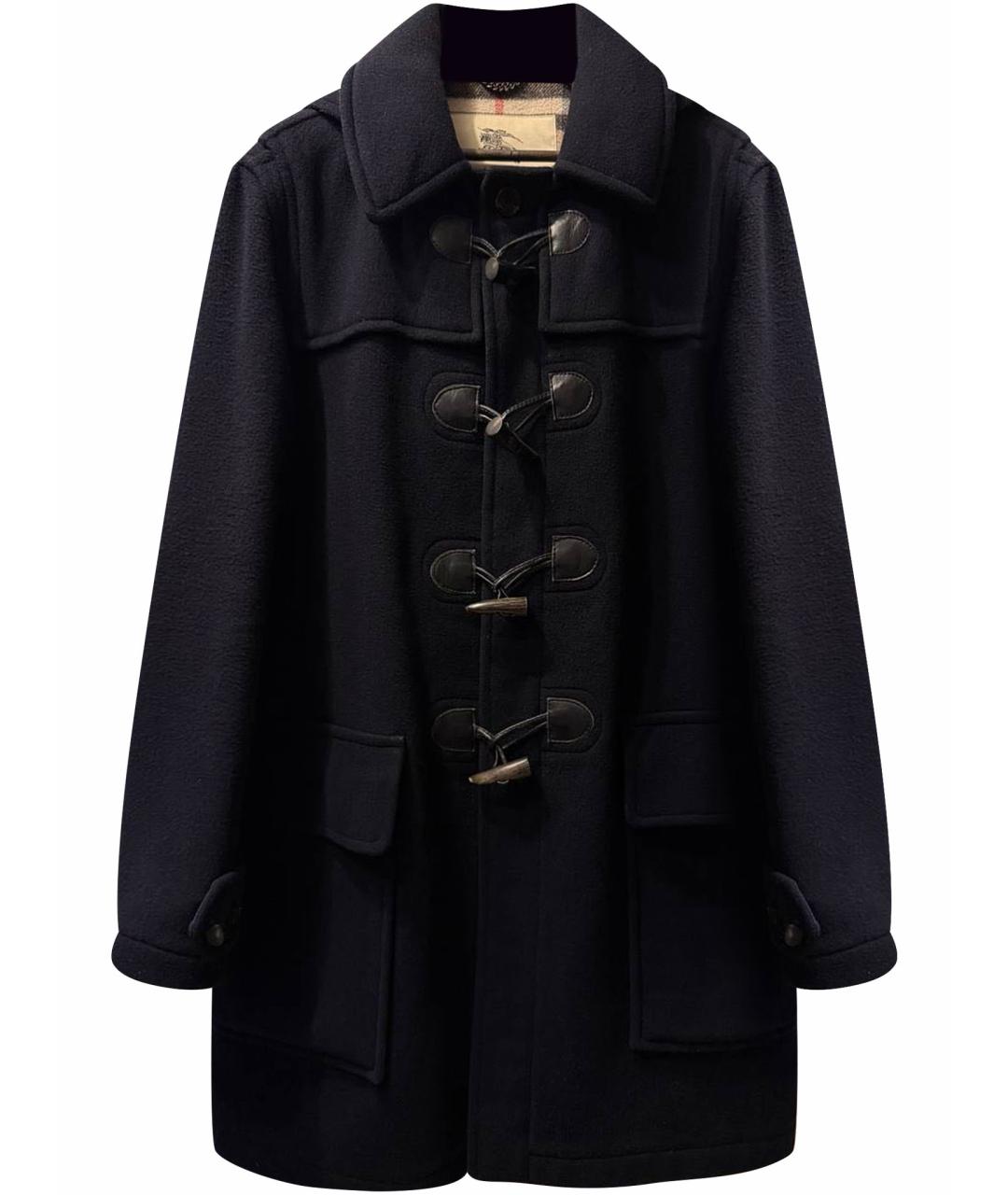 BURBERRY Темно-синее шерстяное пальто, фото 1