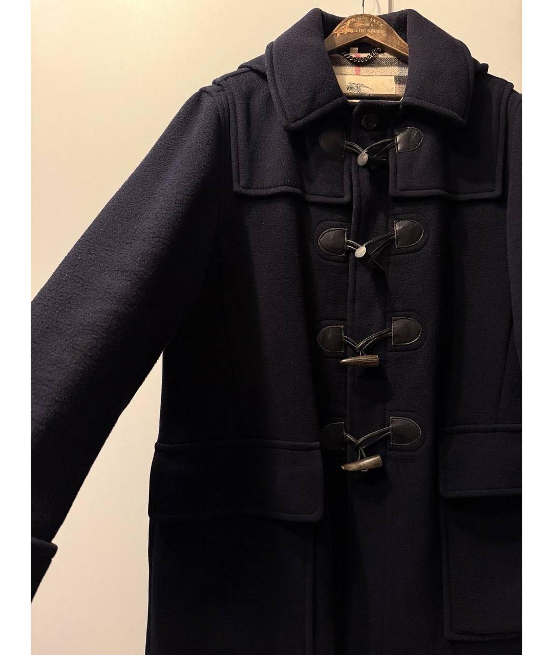 BURBERRY Темно-синее шерстяное пальто, фото 4