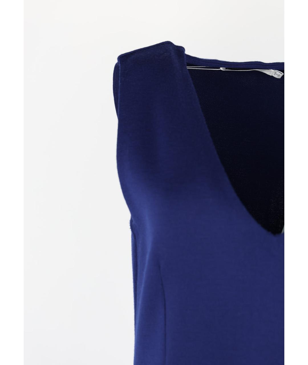 CHRISTIAN DIOR Синее шерстяное коктейльное платье, фото 5