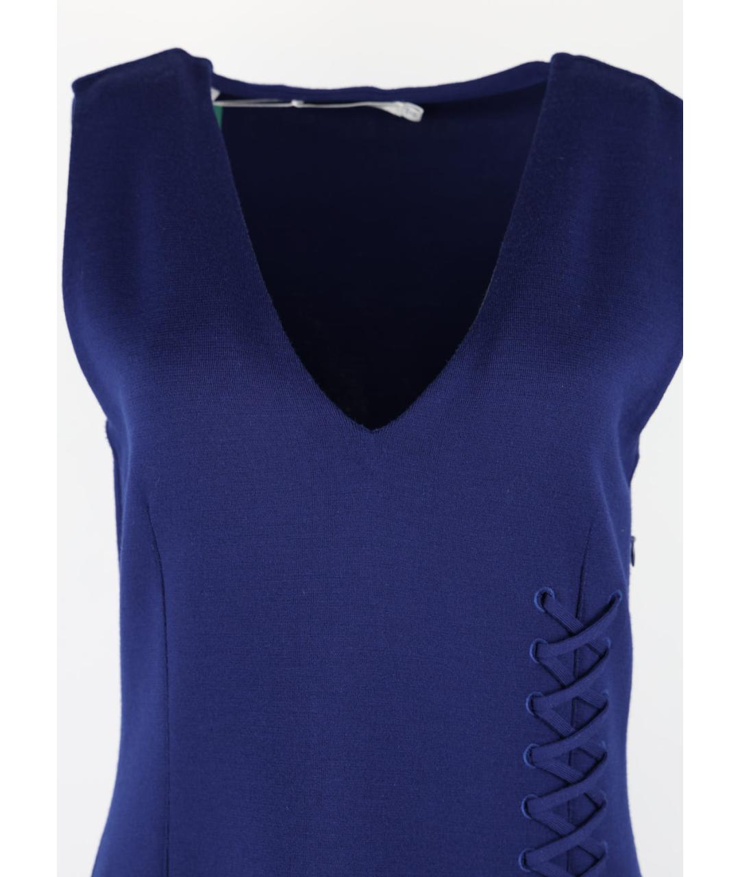 CHRISTIAN DIOR Синее шерстяное коктейльное платье, фото 4