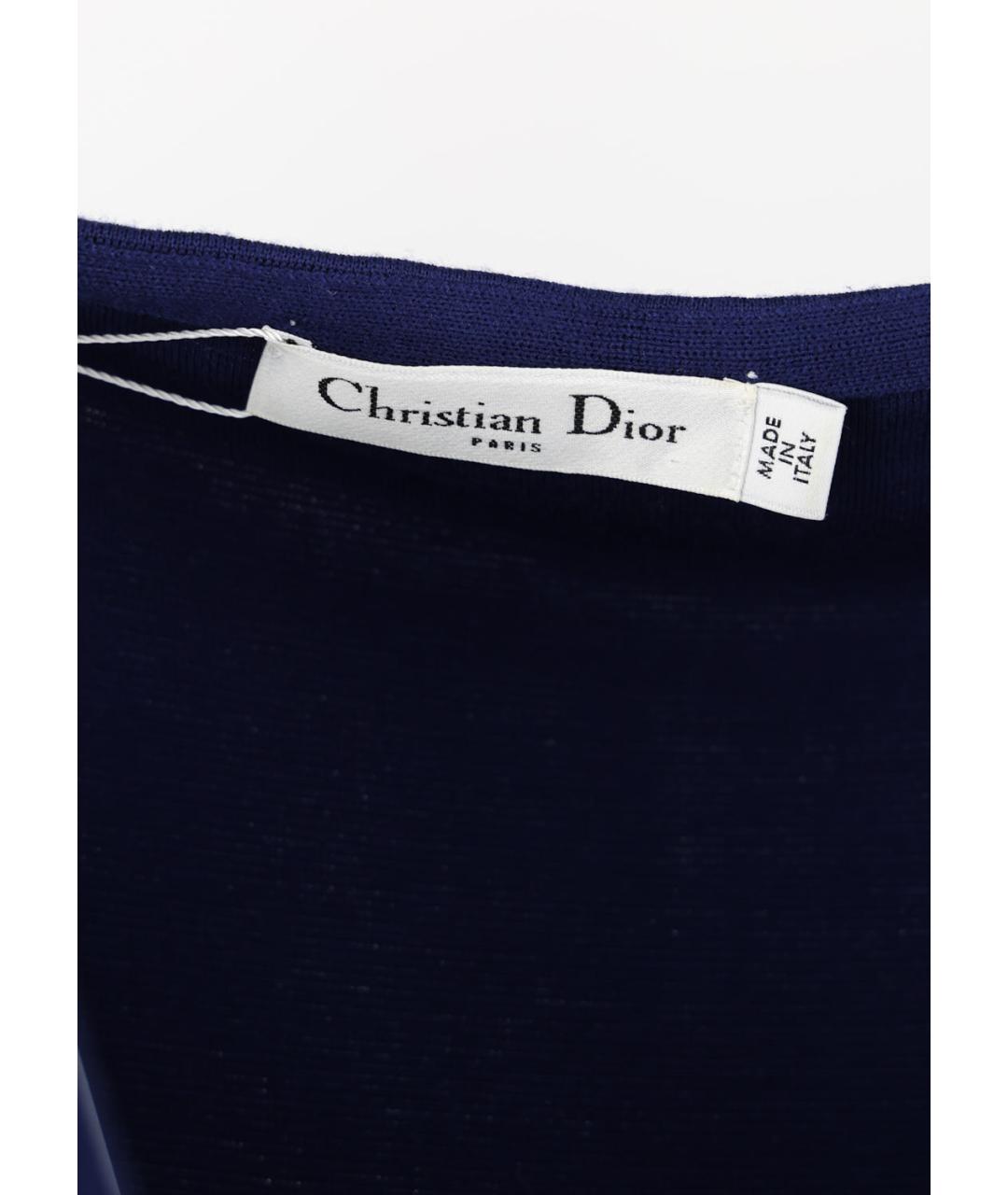 CHRISTIAN DIOR Синее шерстяное коктейльное платье, фото 3