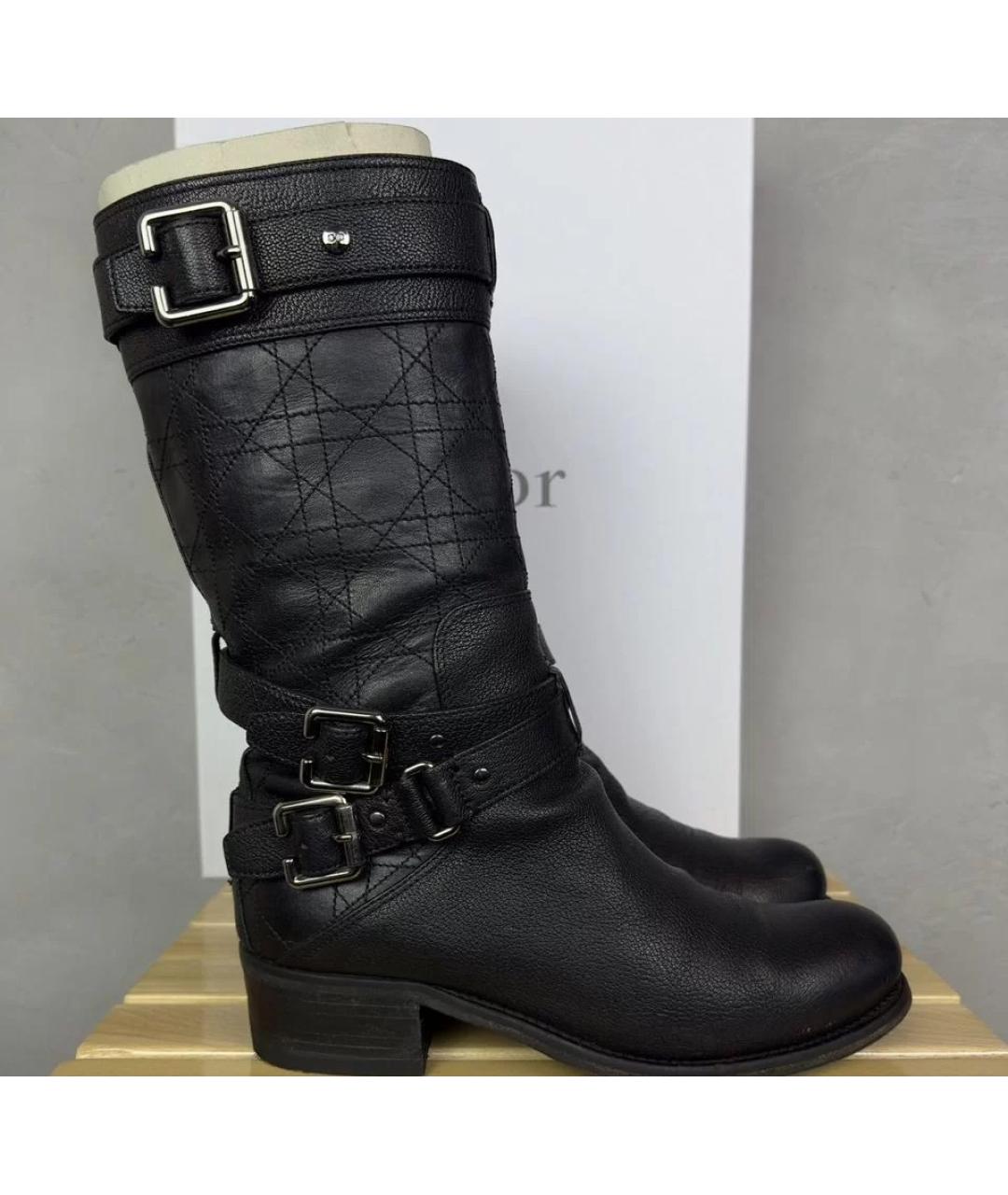 CHRISTIAN DIOR Черные кожаные сапоги, фото 10