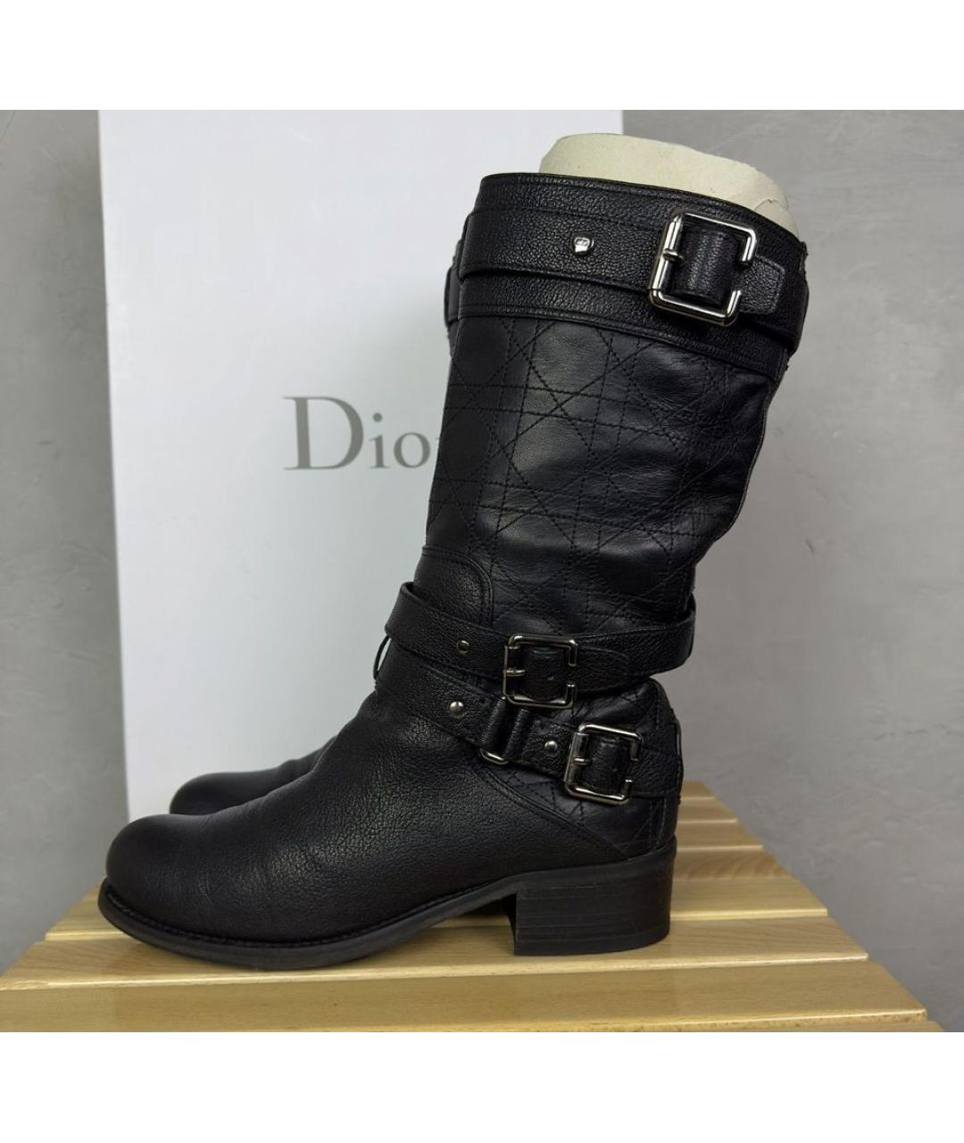 CHRISTIAN DIOR Черные кожаные сапоги, фото 5