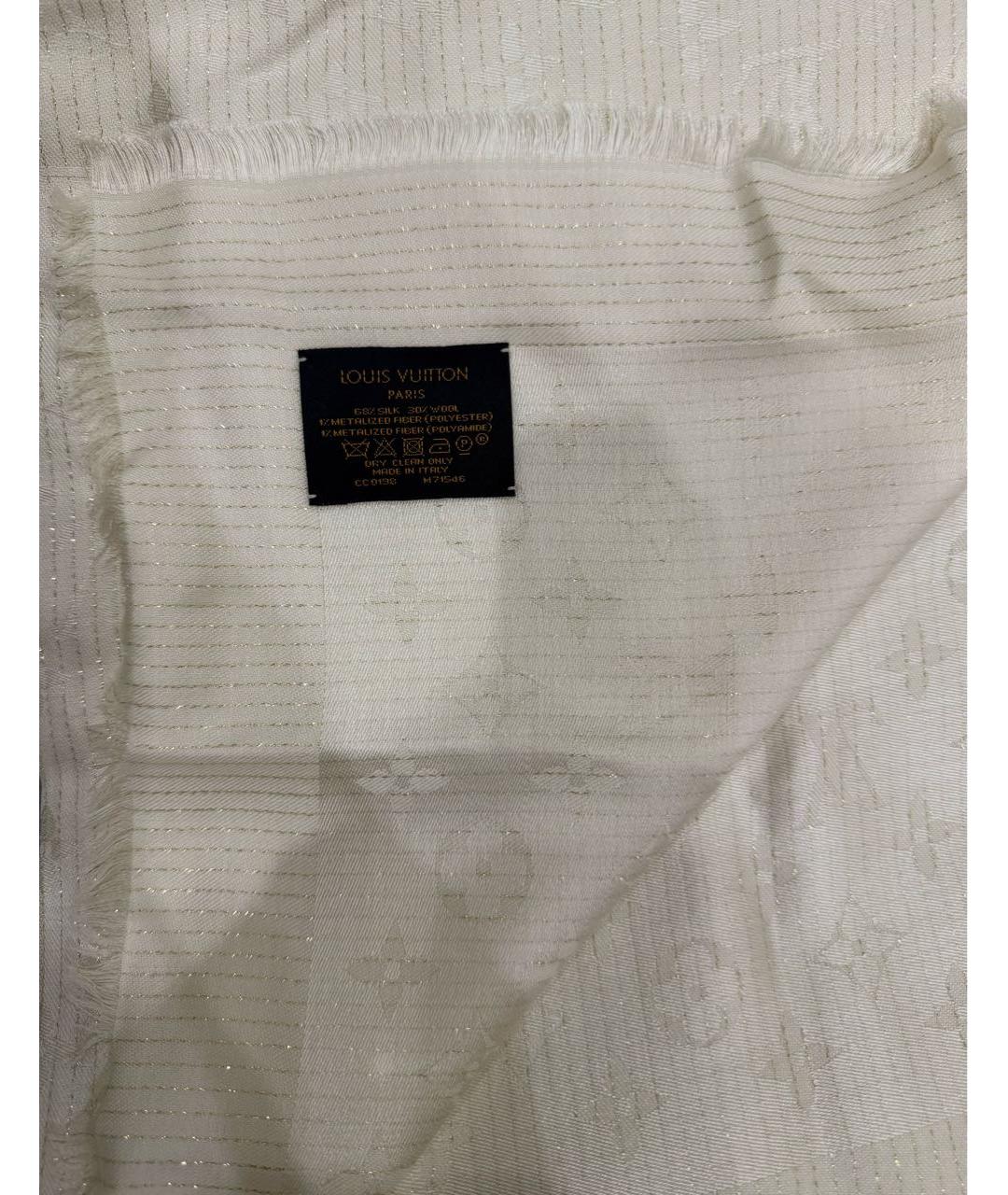 LOUIS VUITTON Белый шелковый шарф, фото 2