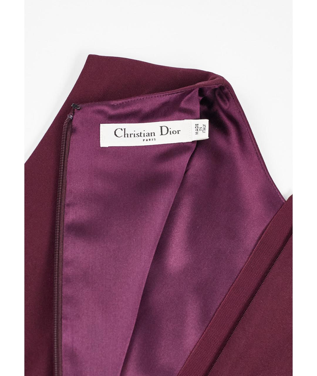 CHRISTIAN DIOR Бордовое шелковое повседневное платье, фото 3