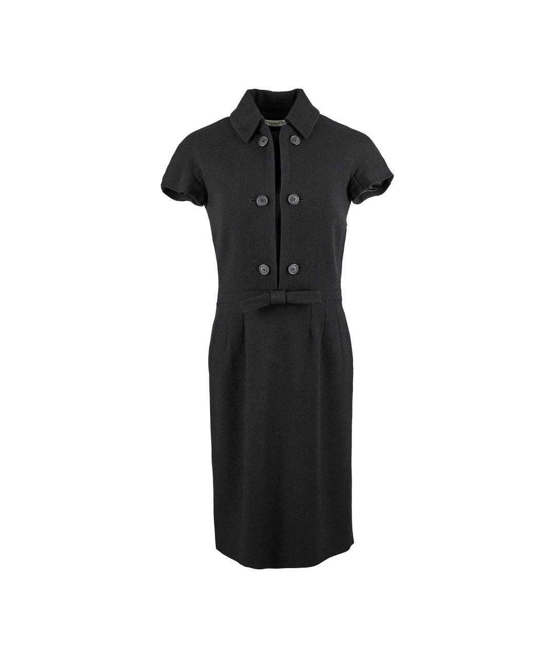 CHRISTIAN DIOR Черное шерстяное повседневное платье, фото 1