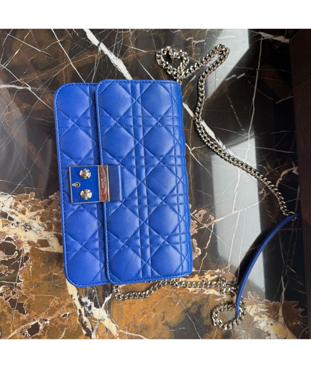 CHRISTIAN DIOR Синяя кожаная сумка через плечо, фото 4