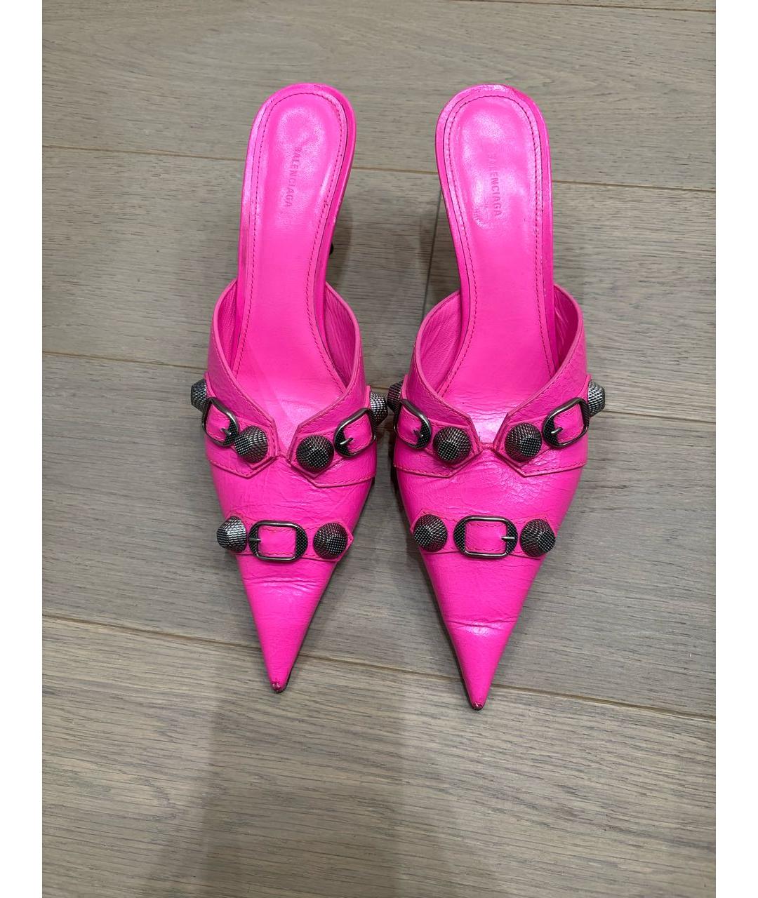 BALENCIAGA Фуксия кожаные мюли, фото 2