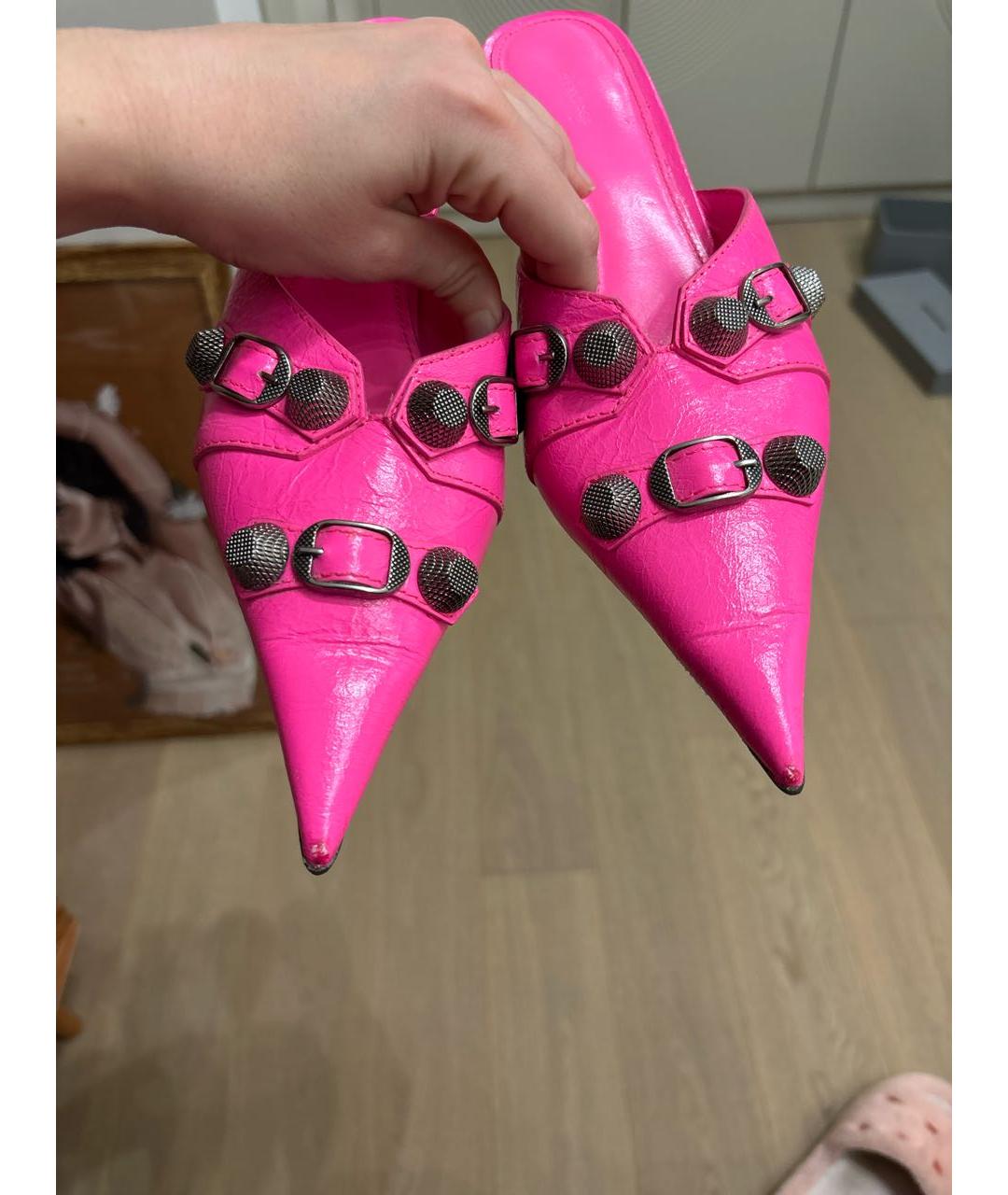 BALENCIAGA Фуксия кожаные мюли, фото 8