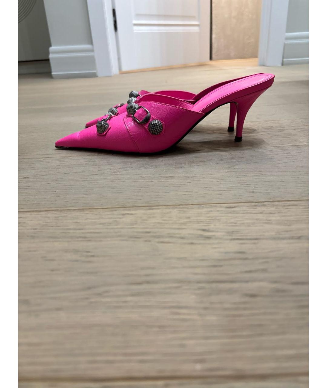 BALENCIAGA Фуксия кожаные мюли, фото 9