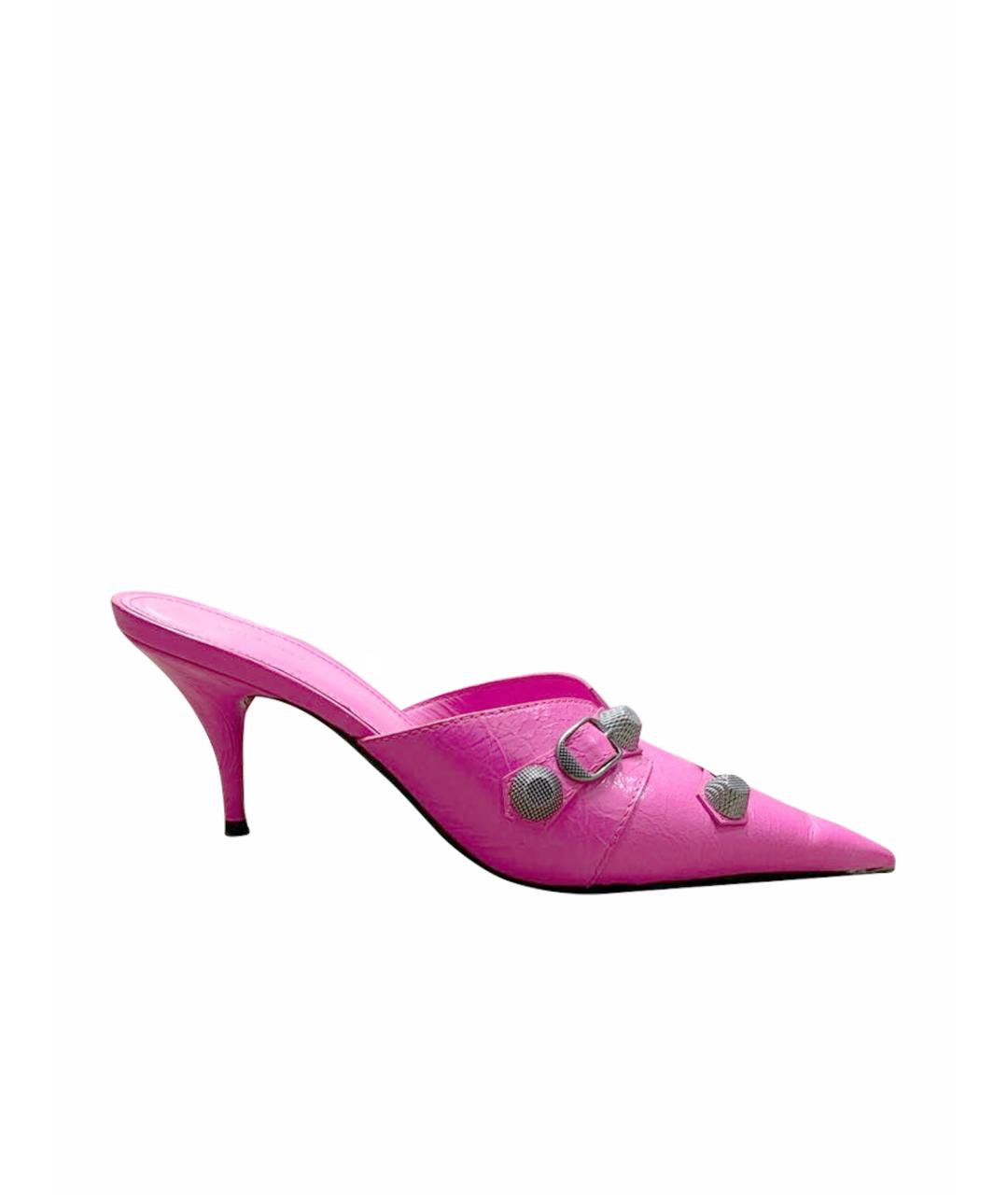 BALENCIAGA Фуксия кожаные мюли, фото 1