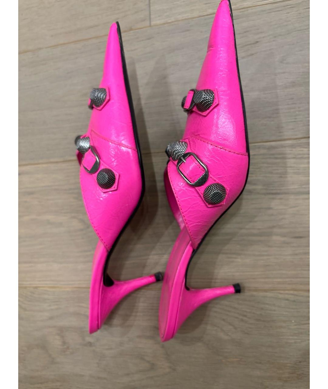 BALENCIAGA Фуксия кожаные мюли, фото 6