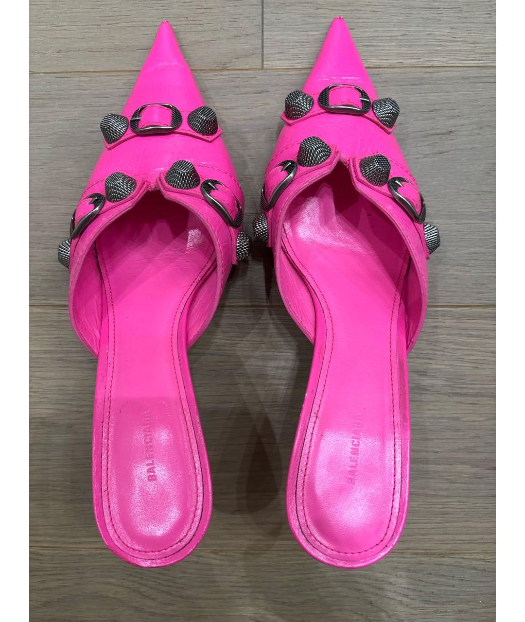 BALENCIAGA Фуксия кожаные мюли, фото 5