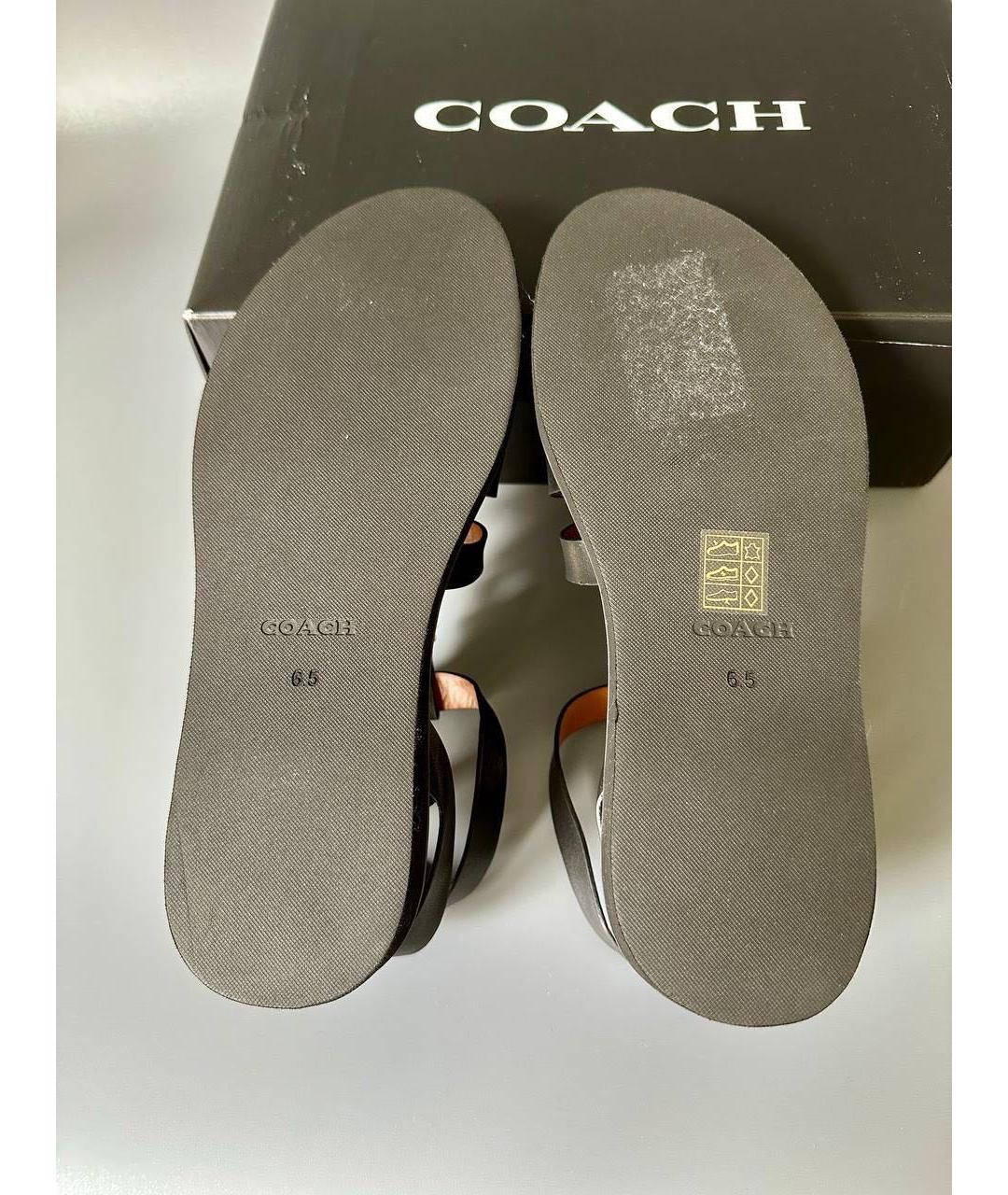 COACH Черные кожаные сандалии, фото 6