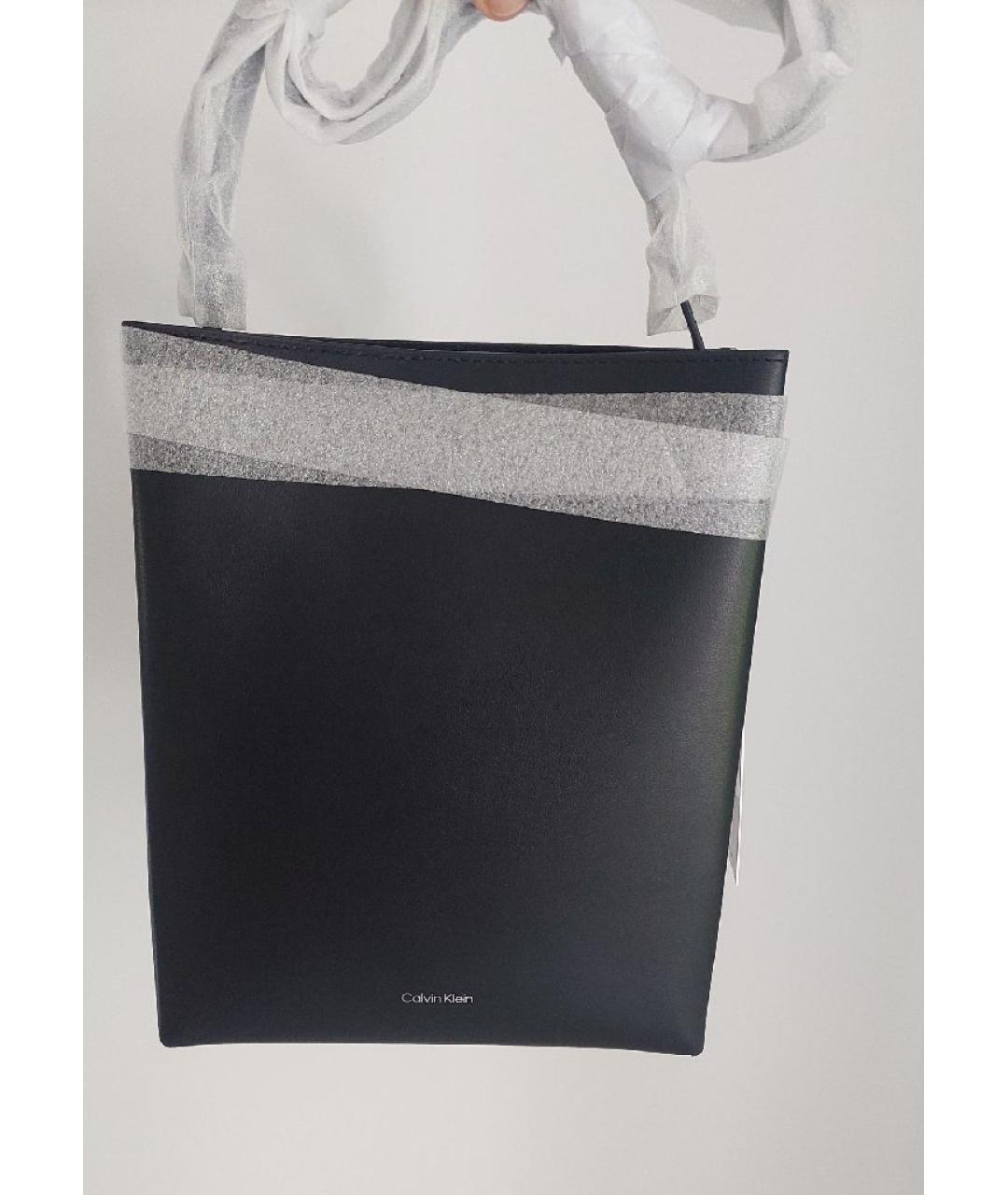 CALVIN KLEIN Черная кожаная сумка через плечо, фото 2