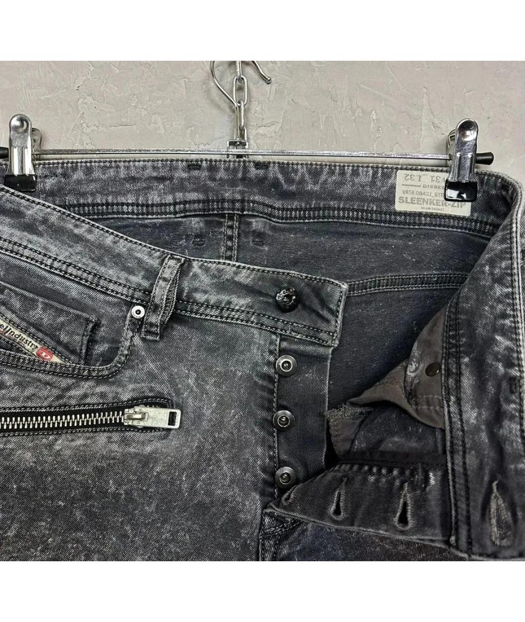 DIESEL Серые хлопко-эластановые джинсы скинни, фото 6