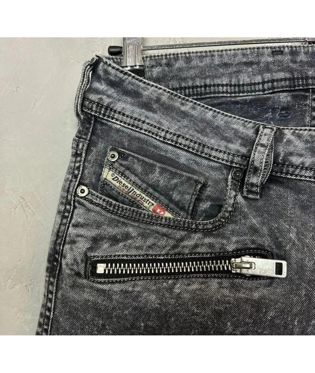 DIESEL Серые хлопко-эластановые джинсы скинни, фото 5