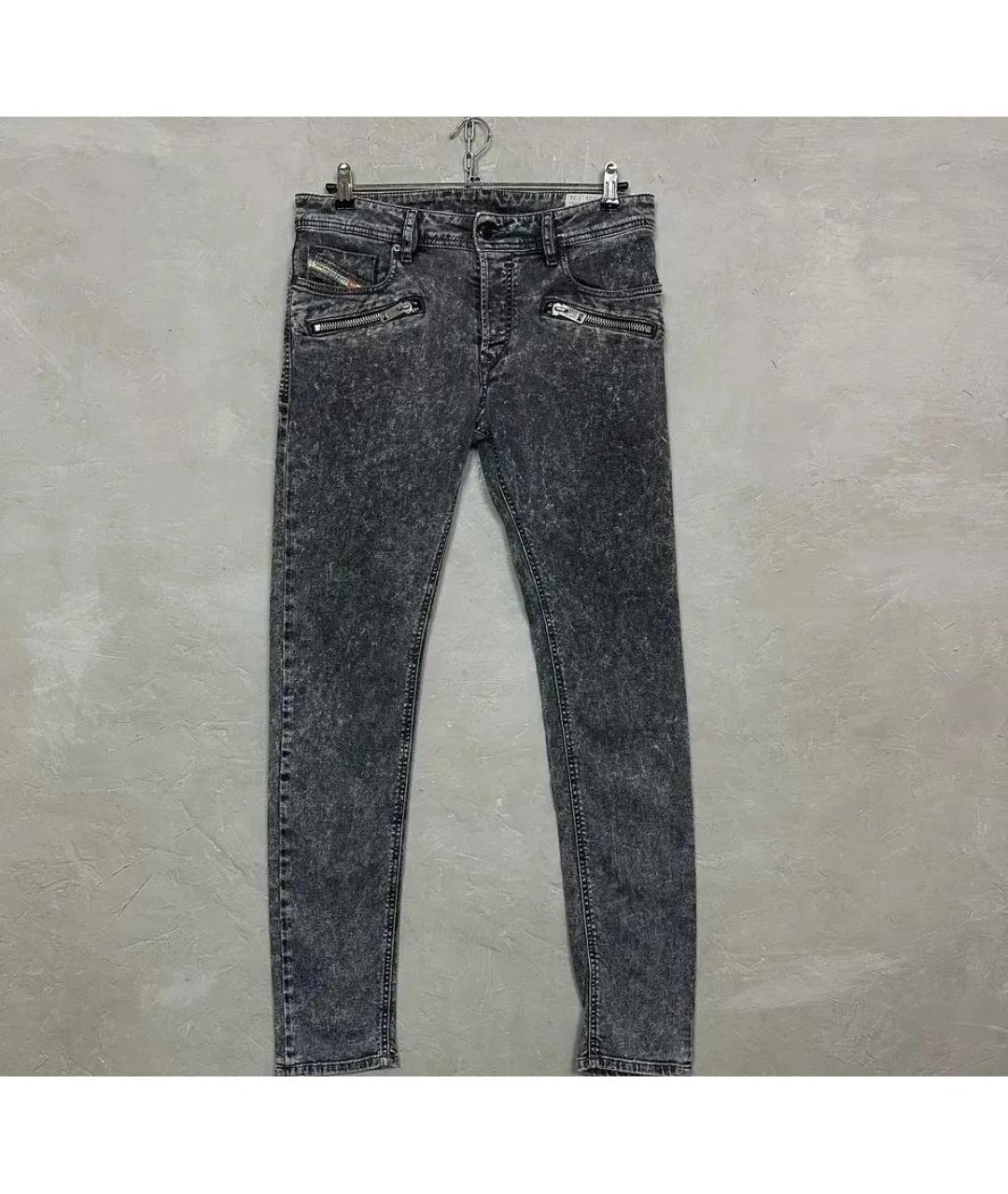 DIESEL Серые хлопко-эластановые джинсы скинни, фото 10