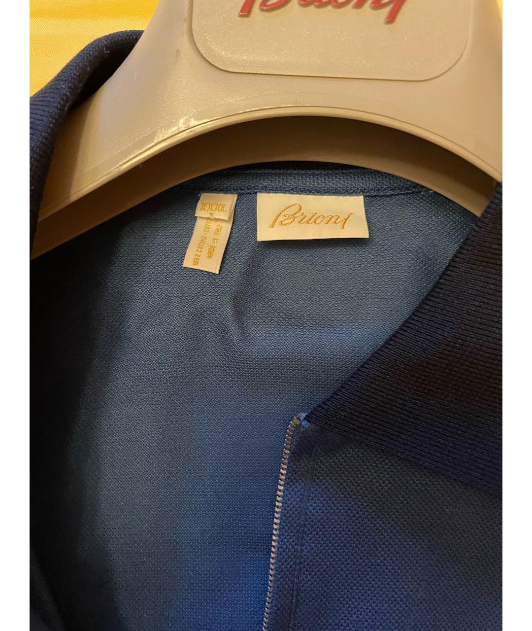 BRIONI Темно-синяя хлопковая кэжуал рубашка, фото 4