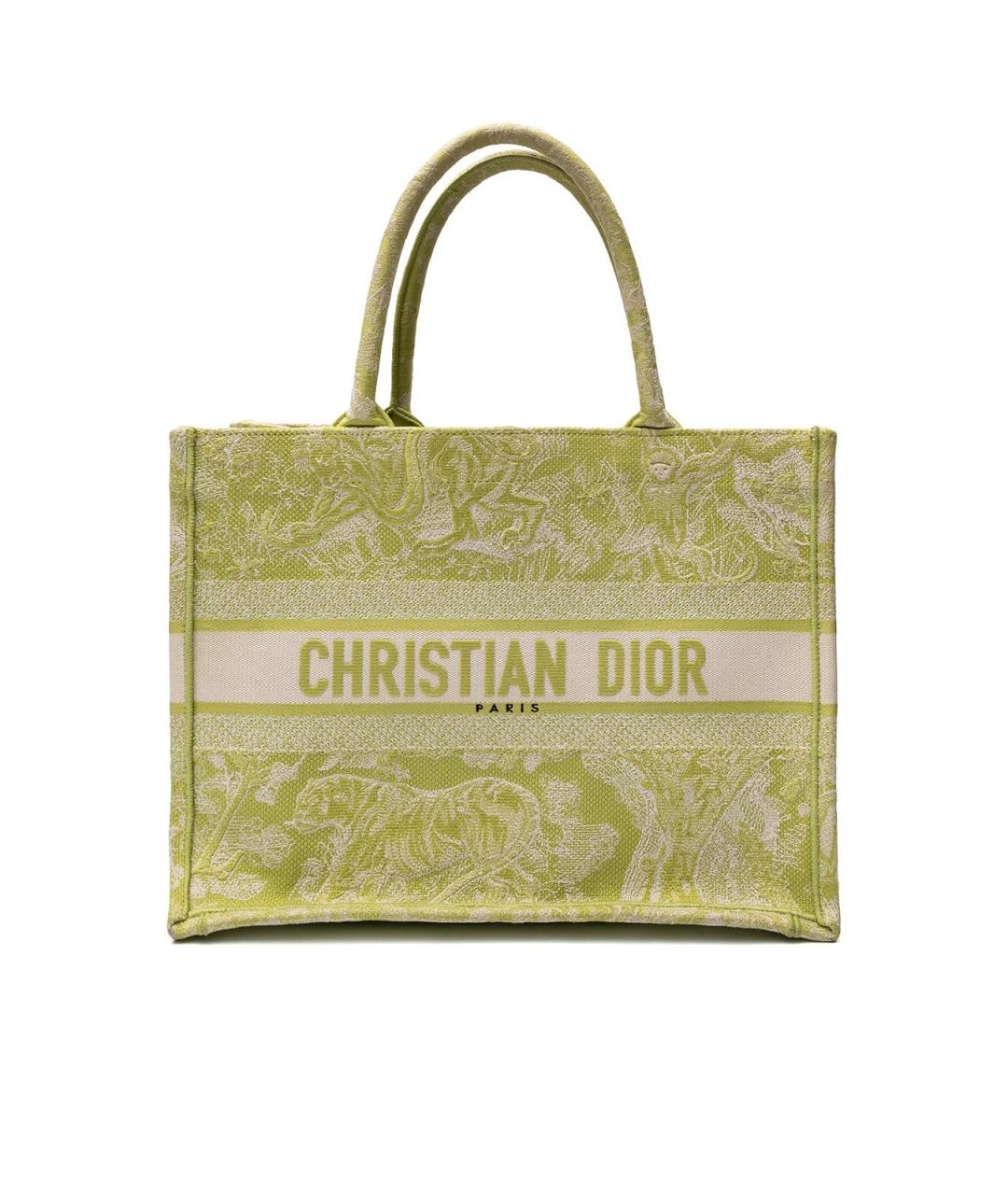 CHRISTIAN DIOR Зеленая тканевая сумка тоут, фото 1