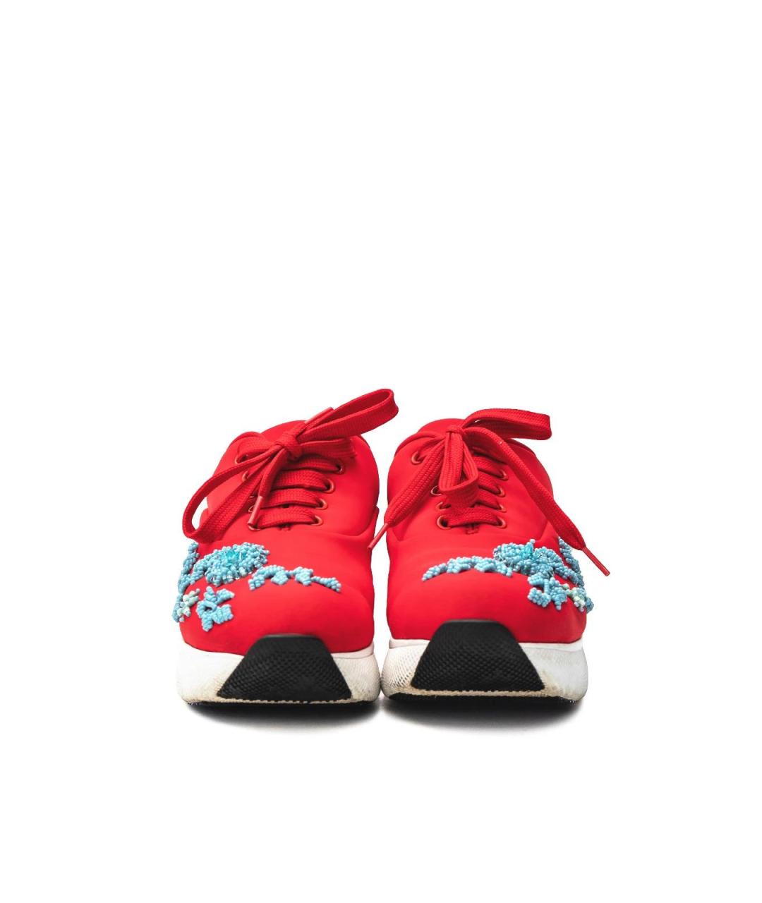 PRADA Красные текстильные кроссовки, фото 4