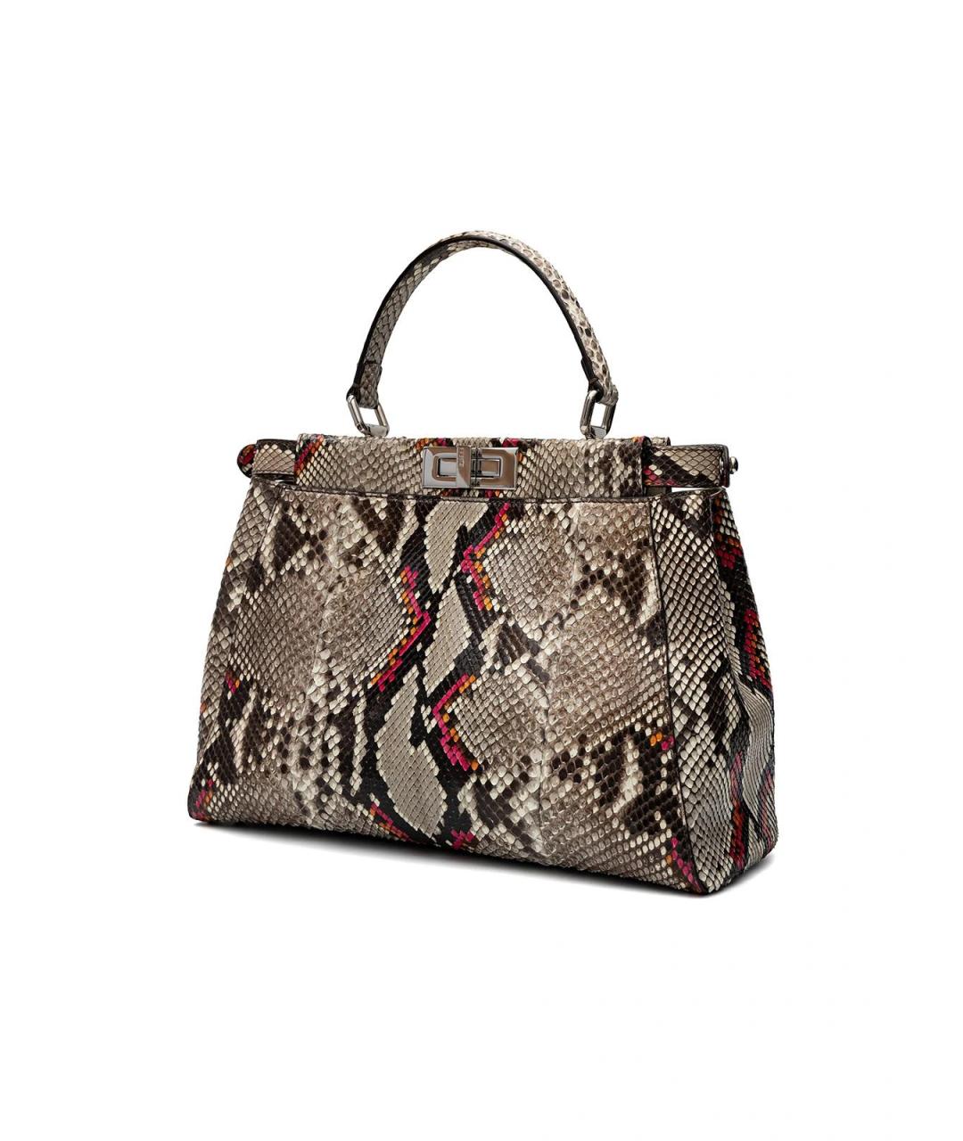 FENDI Коричневая сумка с короткими ручками из экзотической кожи, фото 2