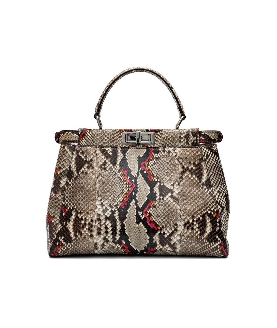 FENDI Коричневая сумка с короткими ручками из экзотической кожи, фото 3