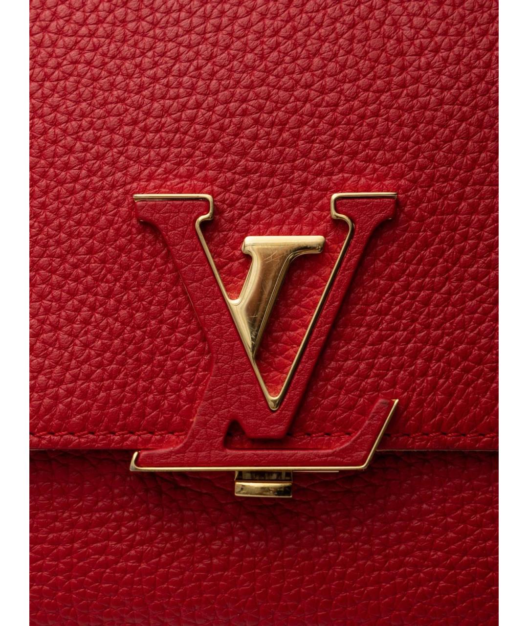 LOUIS VUITTON Красная кожаная сумка с короткими ручками, фото 5