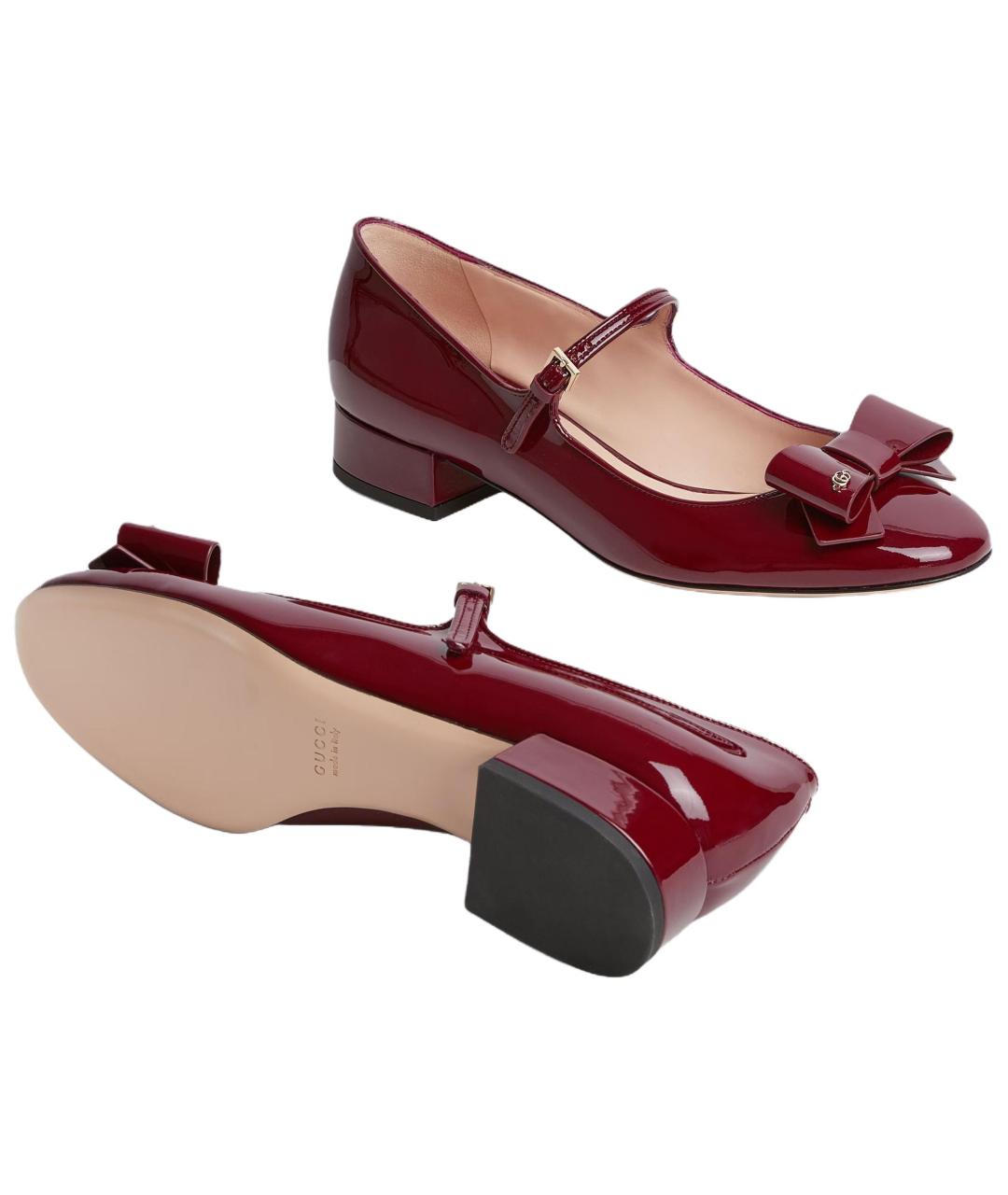 GUCCI Красные кожаные туфли, фото 6