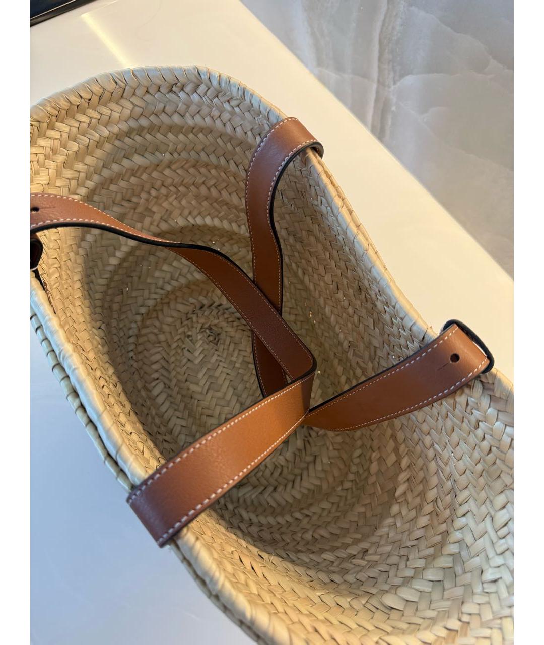 LOEWE Бежевая пелетеная пляжная сумка, фото 4