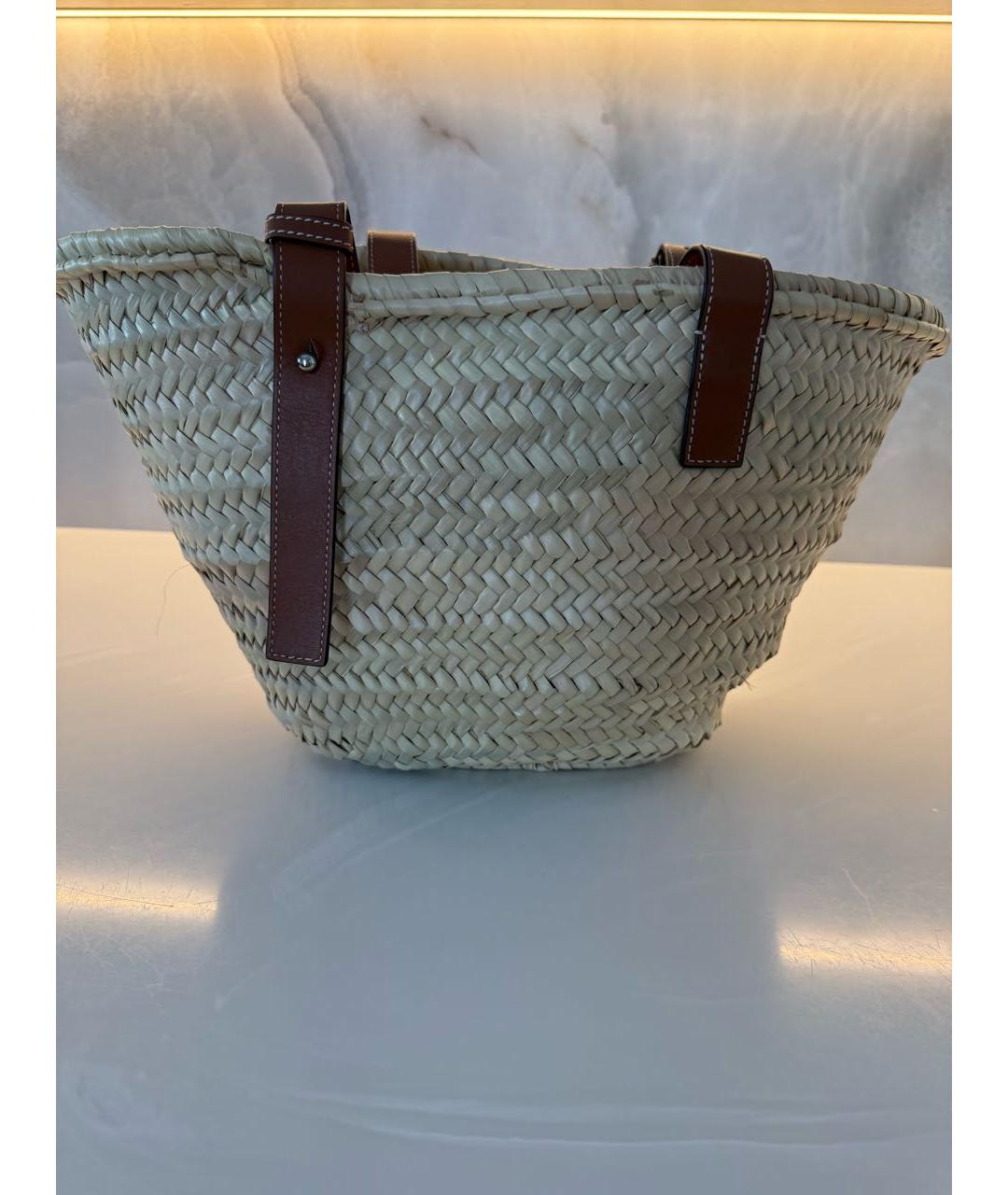 LOEWE Бежевая пелетеная пляжная сумка, фото 2