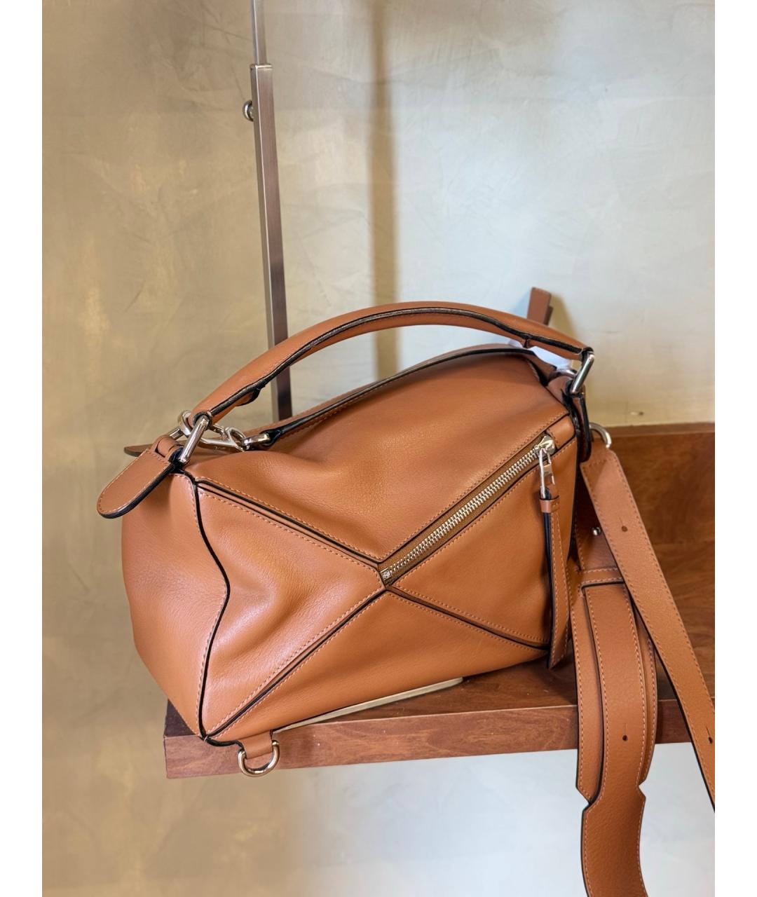 LOEWE Коричневая кожаная сумка с короткими ручками, фото 7