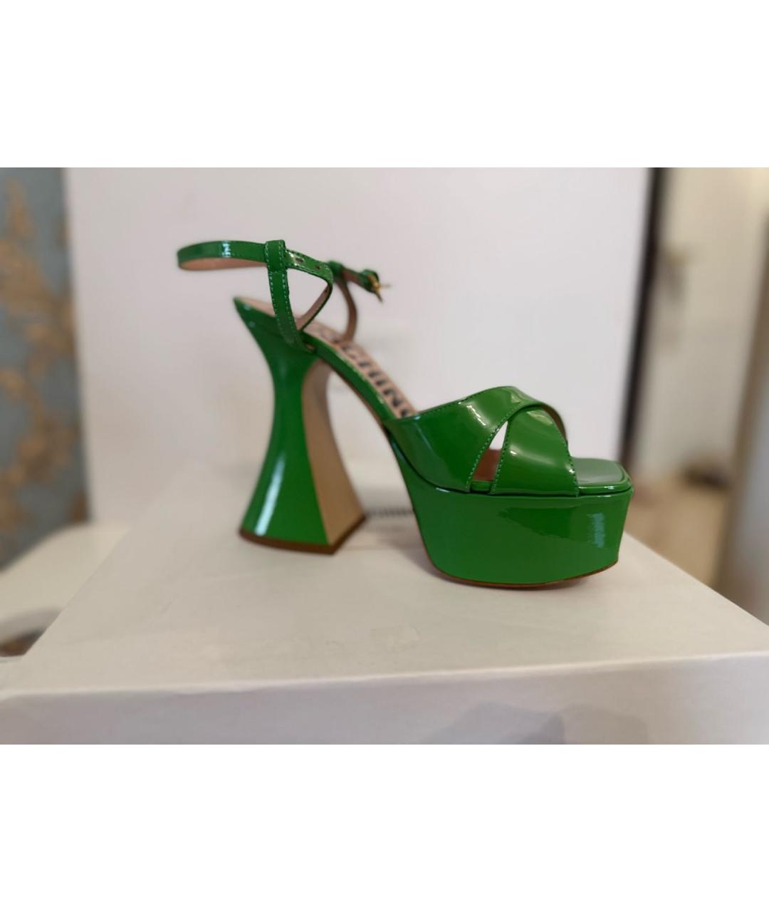 MOSCHINO Зеленые босоножки из лакированной кожи, фото 8