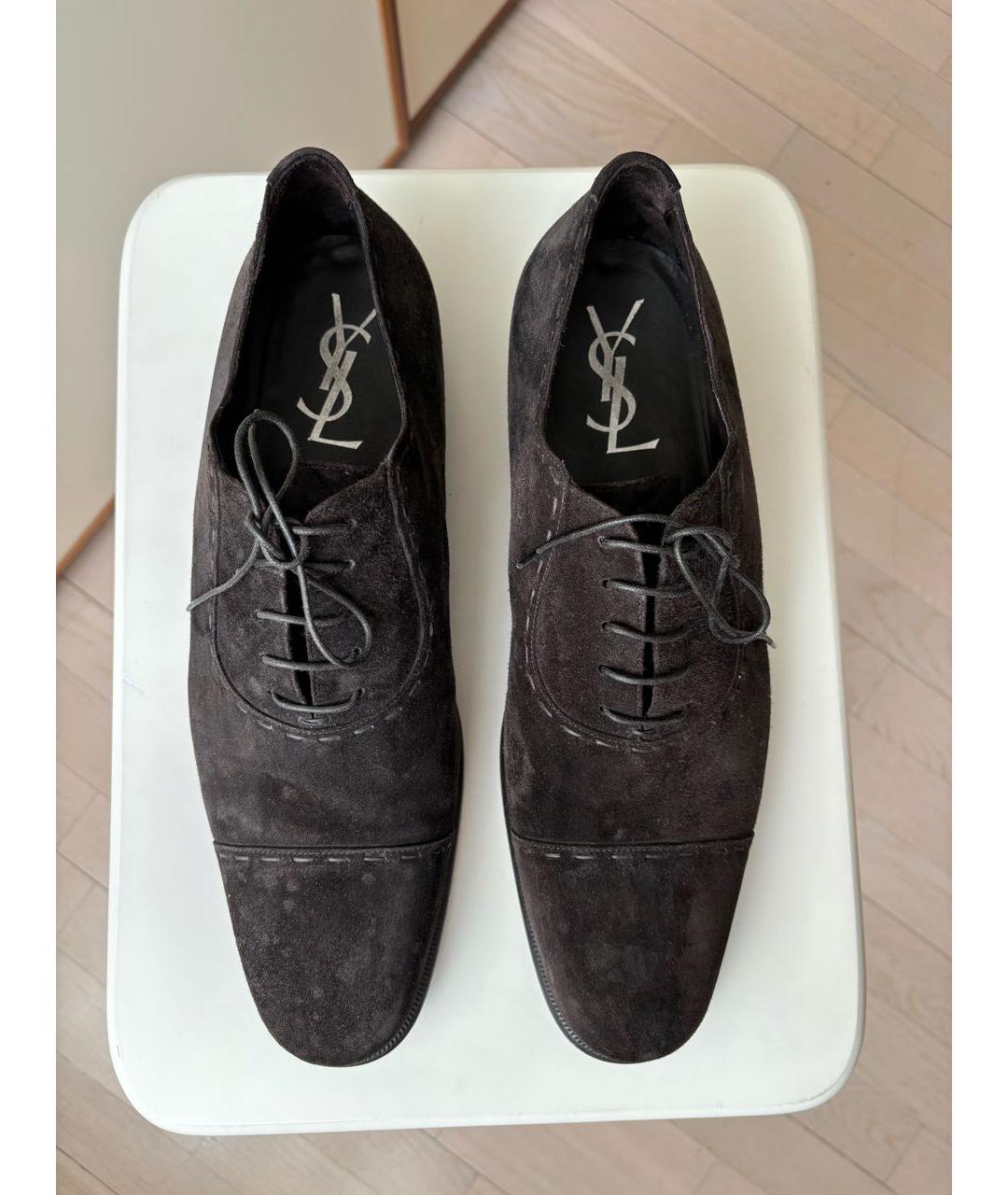 SAINT LAURENT Коричневые замшевые туфли, фото 3