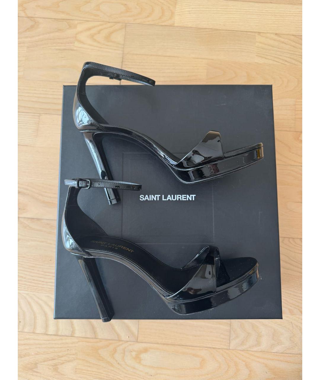 SAINT LAURENT Черные кожаные босоножки, фото 5