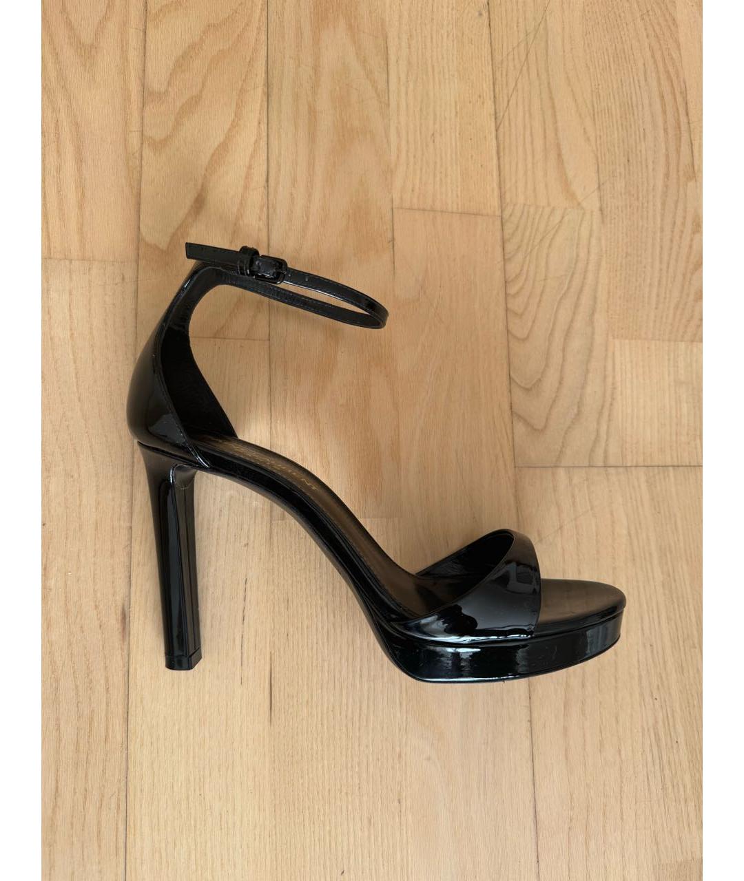 SAINT LAURENT Черные кожаные босоножки, фото 6