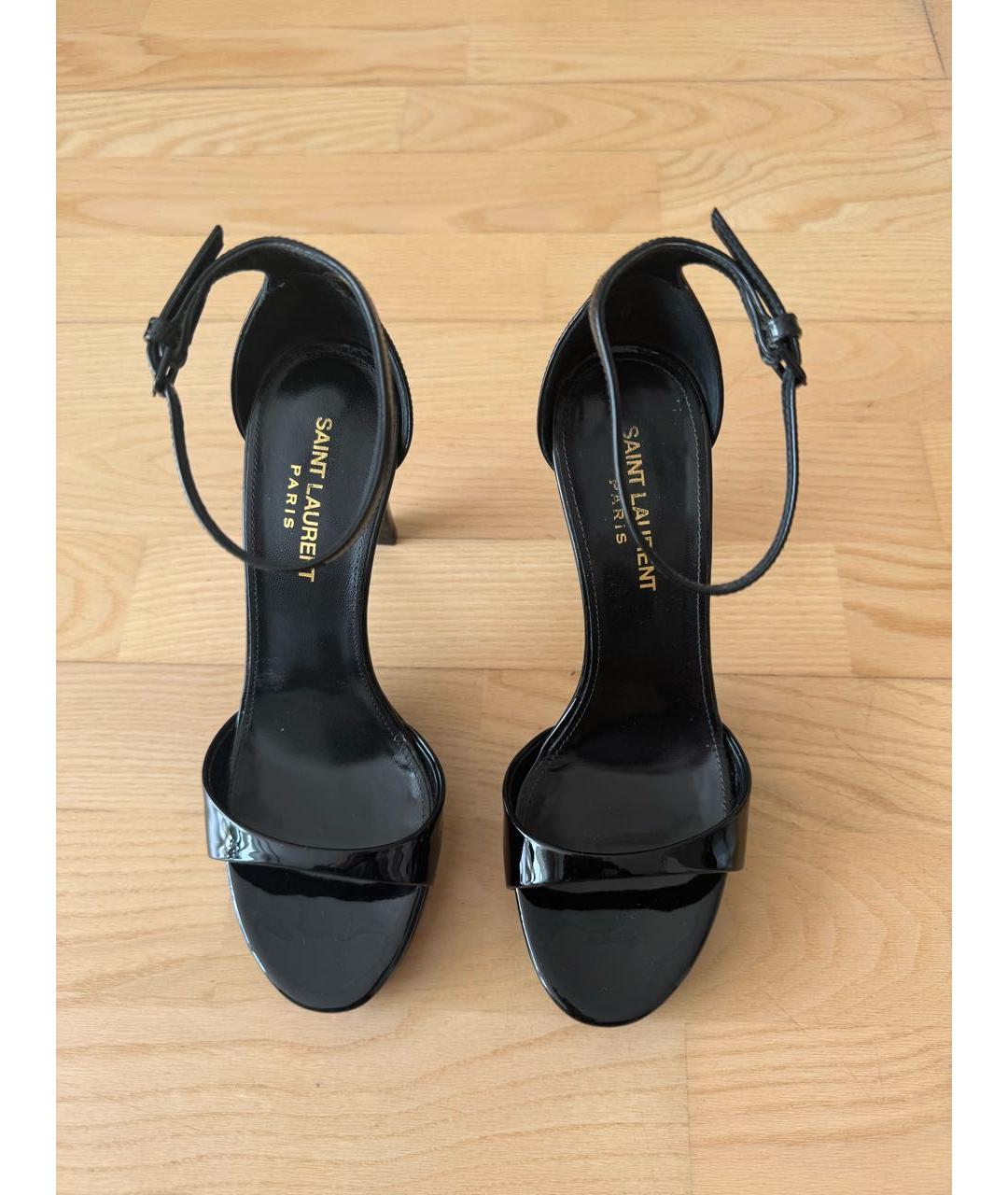 SAINT LAURENT Черные кожаные босоножки, фото 2