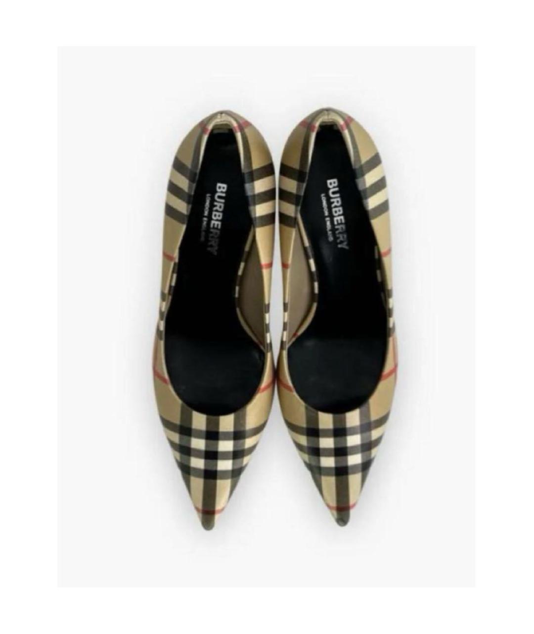 BURBERRY Бежевые лодочки на низком каблуке, фото 2