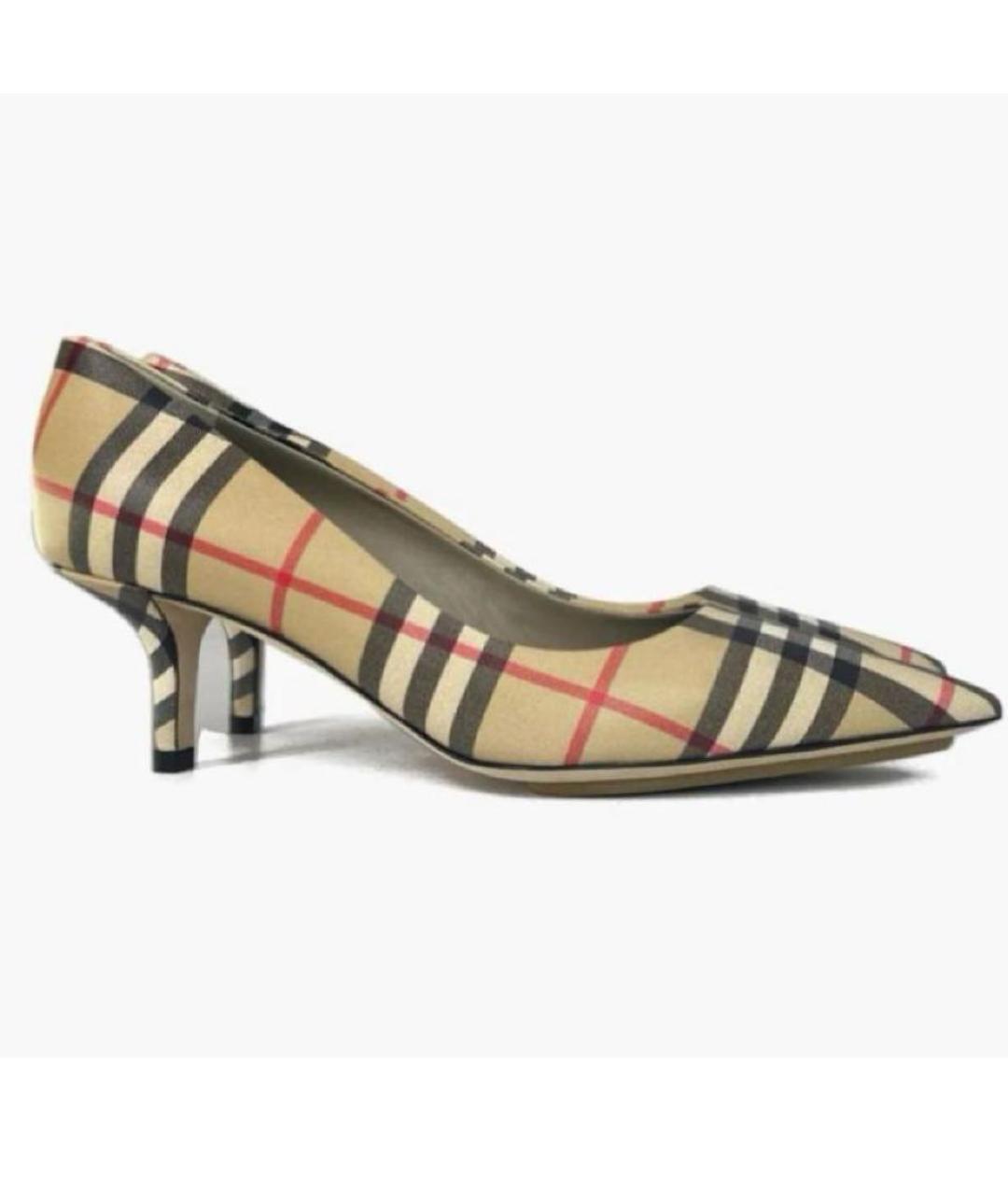 BURBERRY Бежевые лодочки на низком каблуке, фото 6