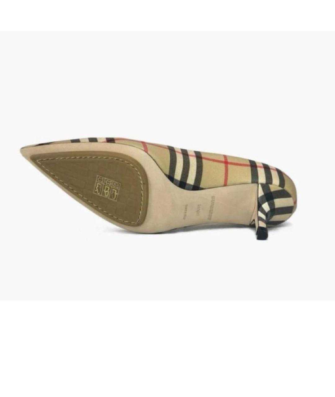 BURBERRY Бежевые лодочки на низком каблуке, фото 7