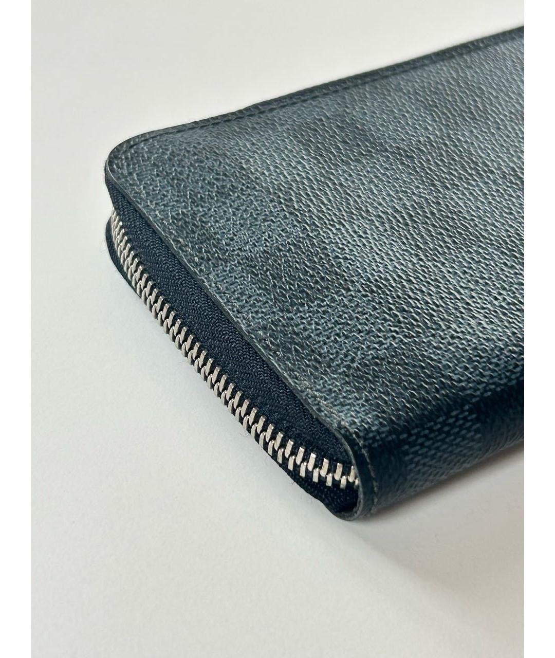 LOUIS VUITTON Антрацитовый кожаный кошелек, фото 5