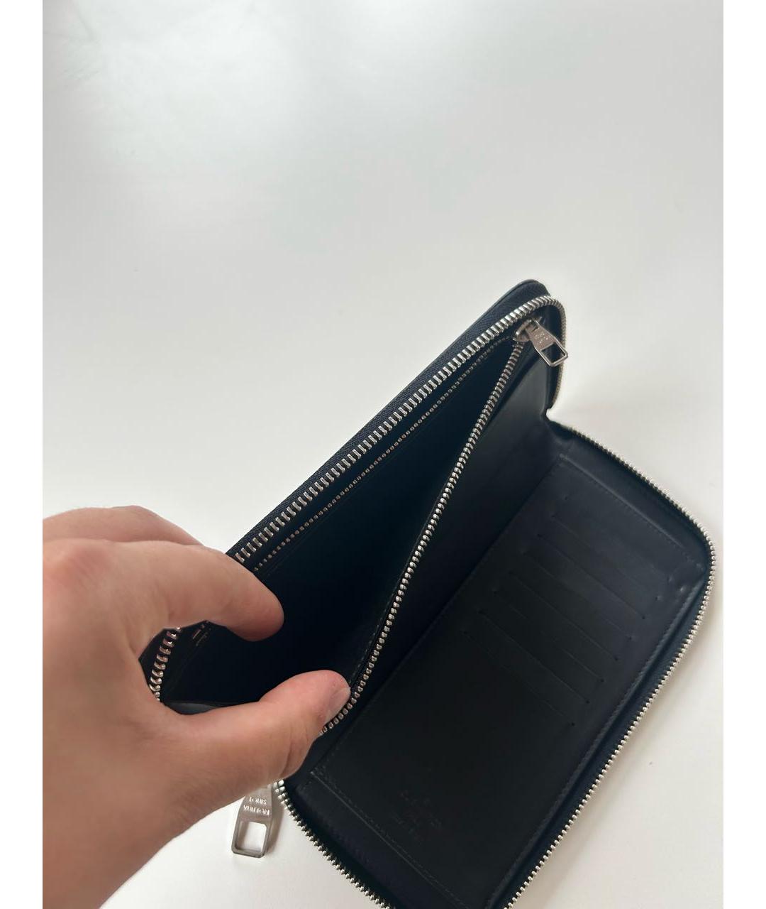 LOUIS VUITTON Антрацитовый кожаный кошелек, фото 6